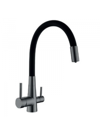 Смеситель для кухни Mixxus SUS-021 GRAPHITE REFL.BLACK с нерж.ст.SUS304 с вых.для пит.воды MI6215