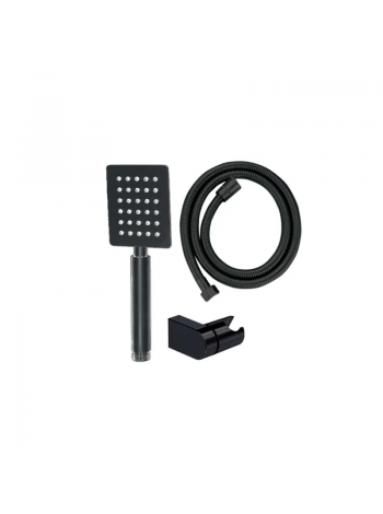 Душовий набір Mixxus Shower SET-02.SUS Black шланг, лійка, кронштейн з нерж. сталі MI6159