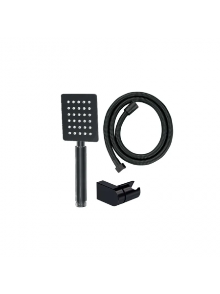 Душовий набір Mixxus Shower SET-02.SUS Black шланг, лійка, кронштейн з нерж. сталі MI6159