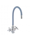 Кухонный смеситель с силиконовым изливом Mixxus DVE-011 Refl.Gray (нерж. сталь) (MI6081)