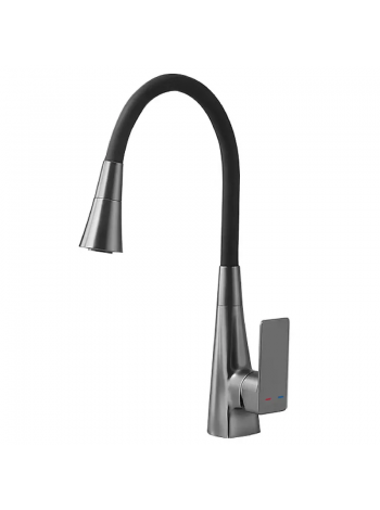 Смеситель для кухни Mixxus Etna 014-T NUT Graphite Refl.Black графит-силиконовый излив черный MI8422