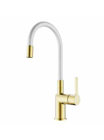 Смеситель для кухни Koer KB-70029-12 матовое золото+сил.излив белый KR5958