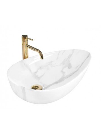 Раковина в ванную накладная Rea Greta 40x65,5 bianco shiny REA-U6501