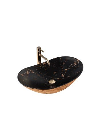 Раковина чаша у ванну Rea Royal 36x60,5 black marble gold REA-U8008