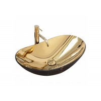 Раковина чаша в ванную Rea Royal 36x60,5 gold marble black REA-U8007