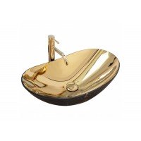 Раковина чаша в ванную Rea Royal 36x60,5 gold marble black REA-U8007