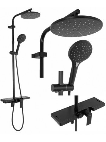 Душевая система с тропическим душем Rea Santos black REA-P8803