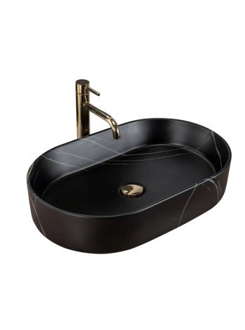 Раковина в ванную накладная Rea Nadia 61x38,5 black stone matt REA-U8565