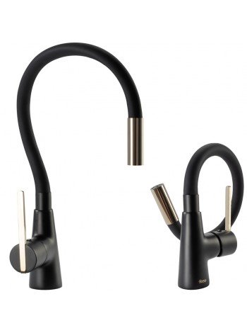 Гибкий Смеситель для кухни Rea ICON black-gold REA-B5682