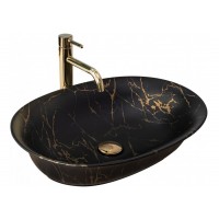 Раковина чаша в ванную Rea Roma 56x40 black marble mat REA-U5609