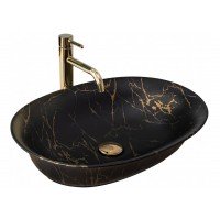 Раковина чаша в ванную Rea Roma 56x40 black marble mat REA-U5609