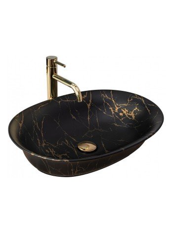 Раковина чаша в ванную Rea Roma 56x40 black marble mat REA-U5609