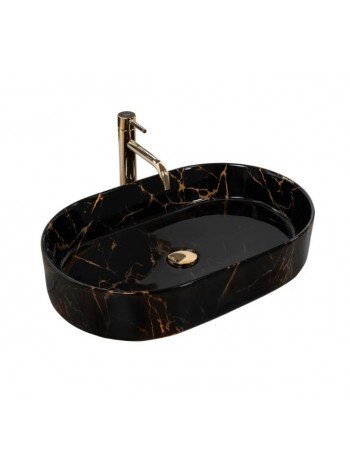 Раковина для ванної накладна Rea Nadia 61x38,5 black marble shiny REA-U0539