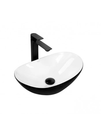 Раковина для ванної накладна Rea Royal 48x30,5 mini black-white REA-U0538
