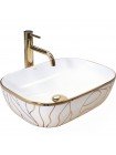 Умывальник чаша в ванную накладная Rea Belinda Wave 46,5x33 white-gold REA-U8472