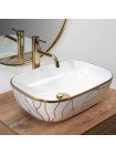 Умывальник чаша в ванную накладная Rea Belinda Wave 46,5x33 white-gold REA-U8472