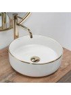 Умывальник чаша в ванную накладная Rea Sami 36x36 gold edge REA-U6758