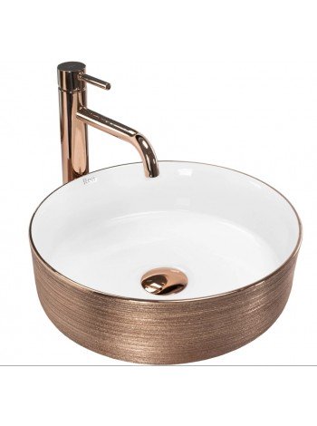 Раковина в ванную накладная Rea Sami 36x36 brush rose gold REA-U3303