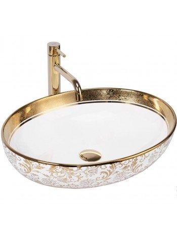 Раковина для ванної накладна Rea Margot 52x40 white-gold REA-U9650