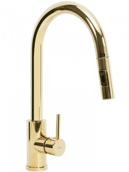 Смеситель на кухню с вытяжным изливом Rea Fresh gold REA-B0669