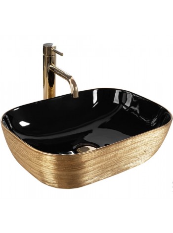 Раковина для ванной накладная Rea Belinda 33x46,5 black-gold brush REA-U8780