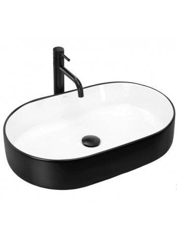 Раковина для ванної накладна Rea Nadia 61x38,5 black matt-white REA-U8781