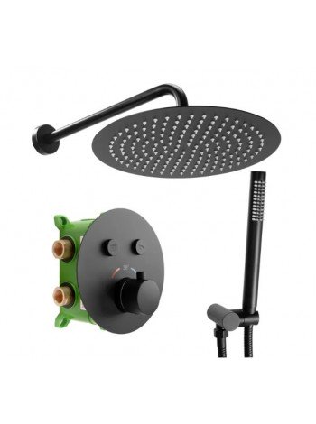 Душевая система тропический душ скрытого монтажа Rea Lungo black REA-P6713