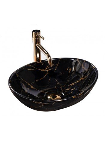 Раковина у ванну накладна Rea Sofia 41x34,5 black marble shiny REA-U5611