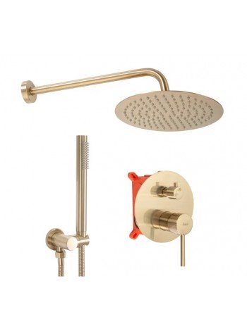 Душевая система с тропическим душем Rea Lungo Gold Маt + box REA-P4160