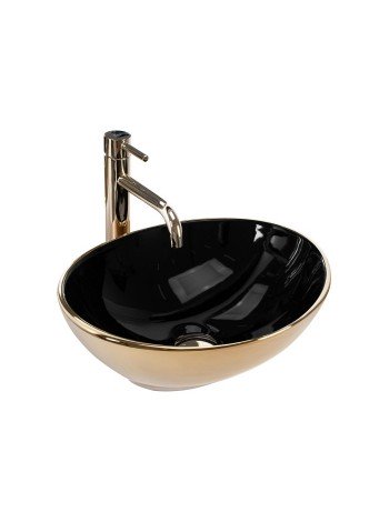 Умивальник раковина у ванну накладна Rea Sofia 41x34,5 black gold REA-U4527