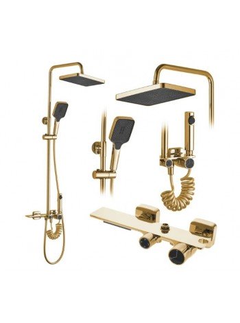 Душевая система тропический душ Rea Helix gold REA-P6619