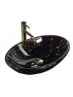 Раковина чаша в ванную Rea Pamela 33x53 black marble shiny REA-U5067
