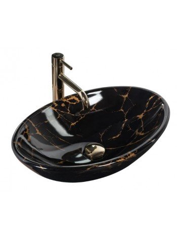 Раковина чаша в ванную Rea Pamela 33x53 black marble shiny REA-U5067