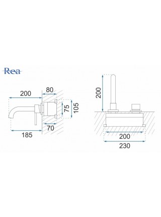 Змішувач для раковини Rea Lungo, що вбудовується, високий золото brush + box REA-B4109