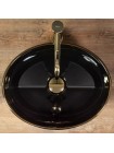 Умивальник чаша у ванну накладна Rea Sofia 41x34,5 black gold edge REA-U3695
