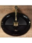 Умывальник чаша в ванную накладная Rea Sofia 41x34,5 black gold edge REA-U3695