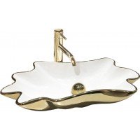 Умывальник чаша в ванную накладная Rea Infinity 62x33 white-gold REA-U3400