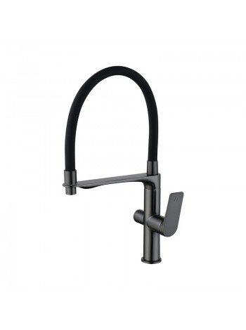 Гибкий кухонный смеситель на две воды Mixxus Premium DERBY 021 NUT черный-графит MI6612