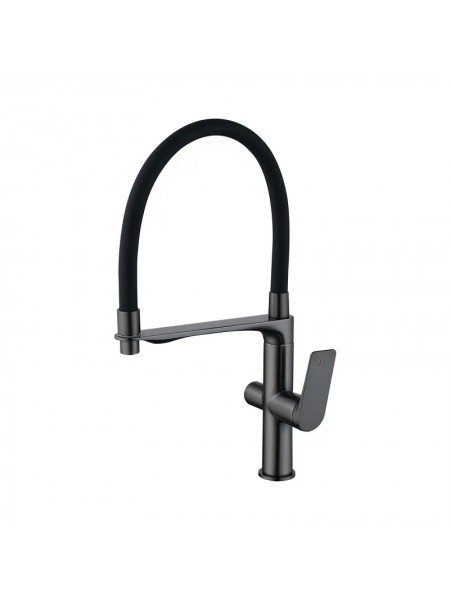 Гибкий кухонный смеситель на две воды Mixxus Premium DERBY 021 NUT черный-графит MI6612