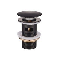 Донний клапан для раковини з переливом Mixxus POP-UP-03 Black 1 1/4'' чорний кнопка MI6139