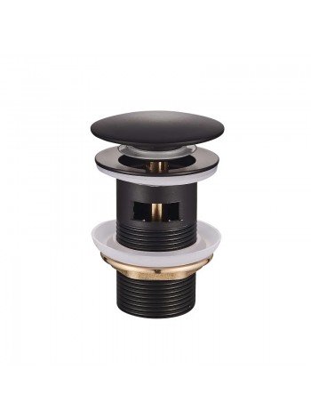 Донный клапан для раковины с переливом Mixxus POP-UP-03 Black 1 1/4'' кнопка чёрный MI6139