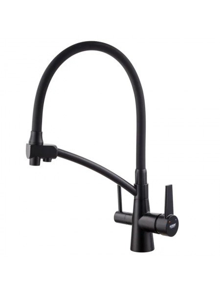 Кухонный смеситель чёрный с краном под фильтр KOER KB-72003-05 KR3376