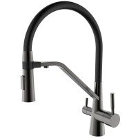 Гнучкий Змішувач для кухні чорний-графіт Mixxus Premium Magnet 021 MI6975